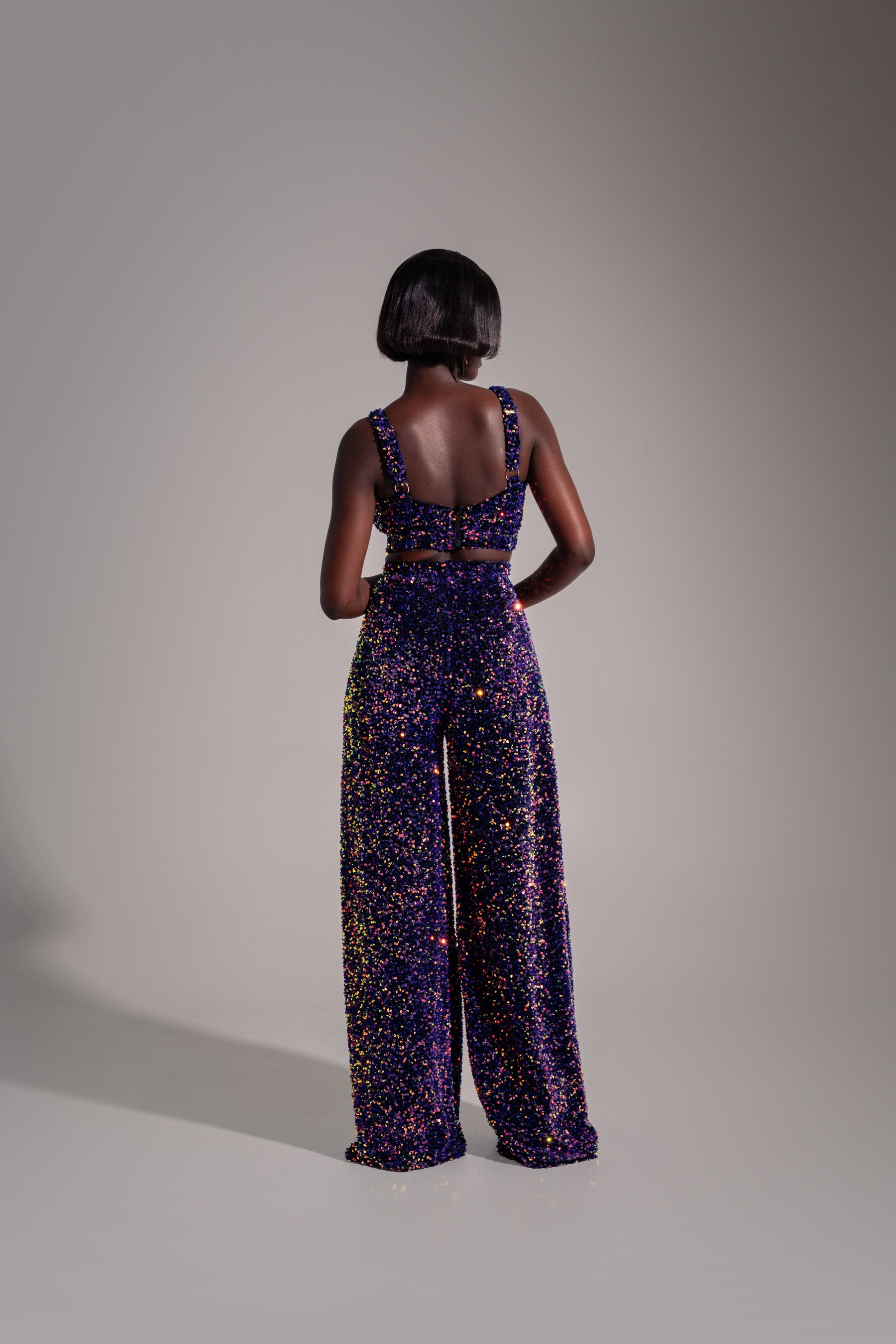 LIZA Sequin Bra Top in TANZANITE