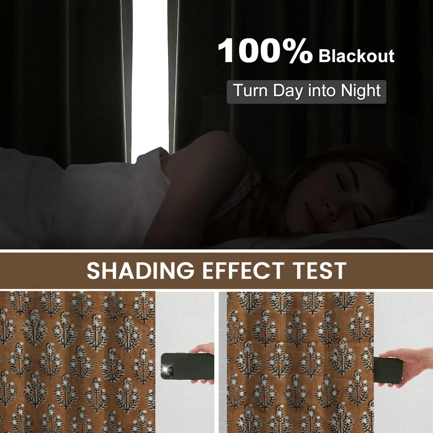 Handblock Print Thick Linen Pleated Curtain - Neelg]agan