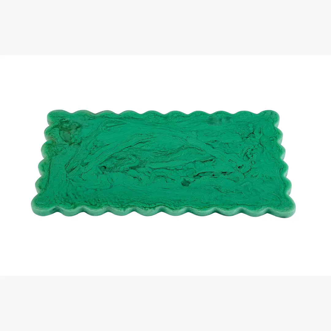 Scallop Rectangular Resin Cheese Board – Green , 14 Inches