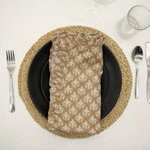 Block Print Pure Linen Table Napkins Set of 4 with Frill - Trishul