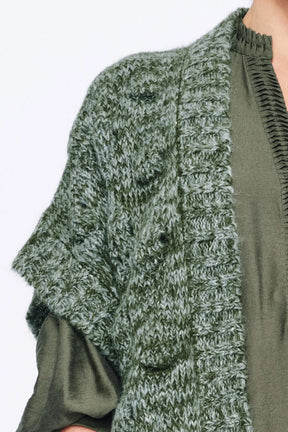 Dayana Alpaca Fringe Poncho | Olive Melange