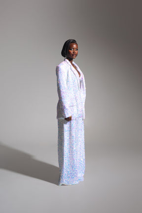 LIZA Sequin Blazer in PEARL