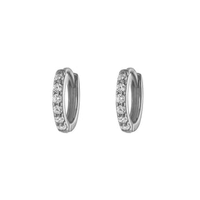 7mm Pave Huggie Hoop Earrings Dainty Gold Everyday Wear
