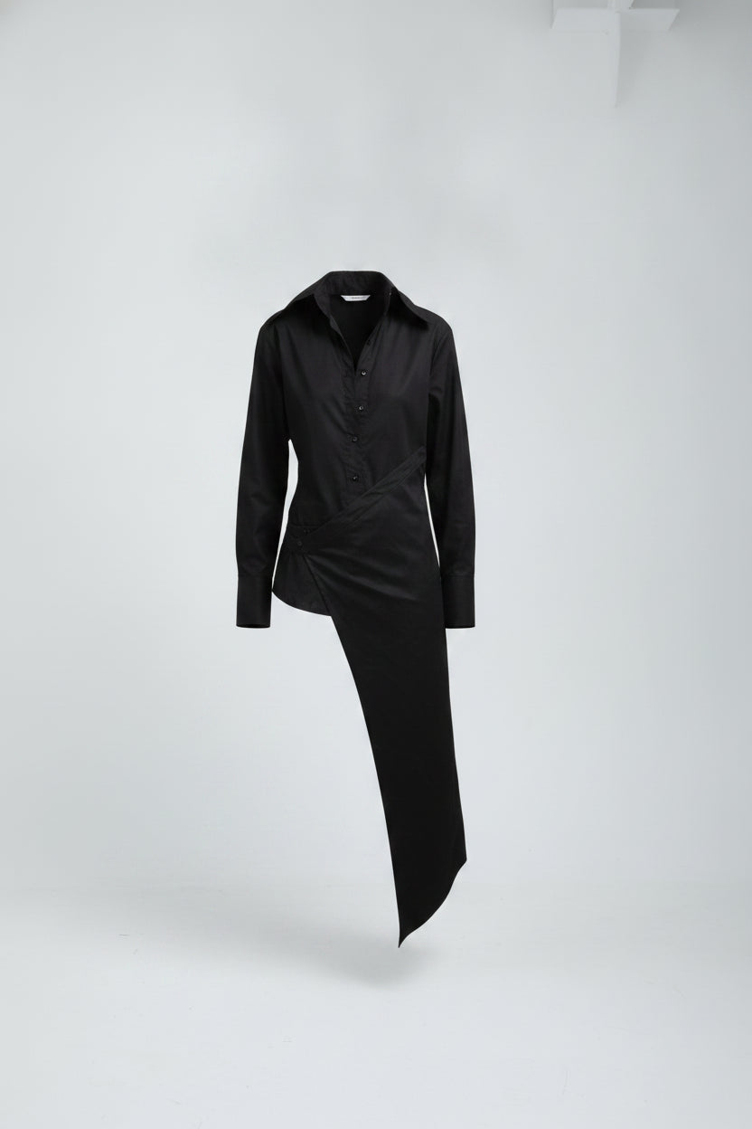 Mento Black Asymmetric Shirt