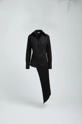 Mento Black Asymmetric Shirt