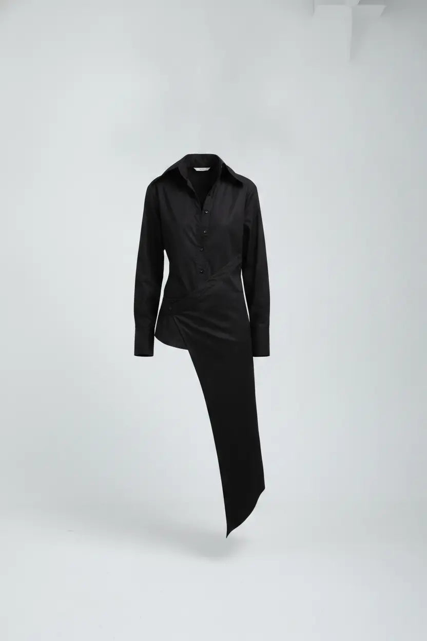 Mento Black Asymmetric Shirt