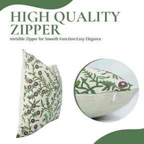 Decorative Block Printed Linen Blend Pillow Cover -  Shehjan