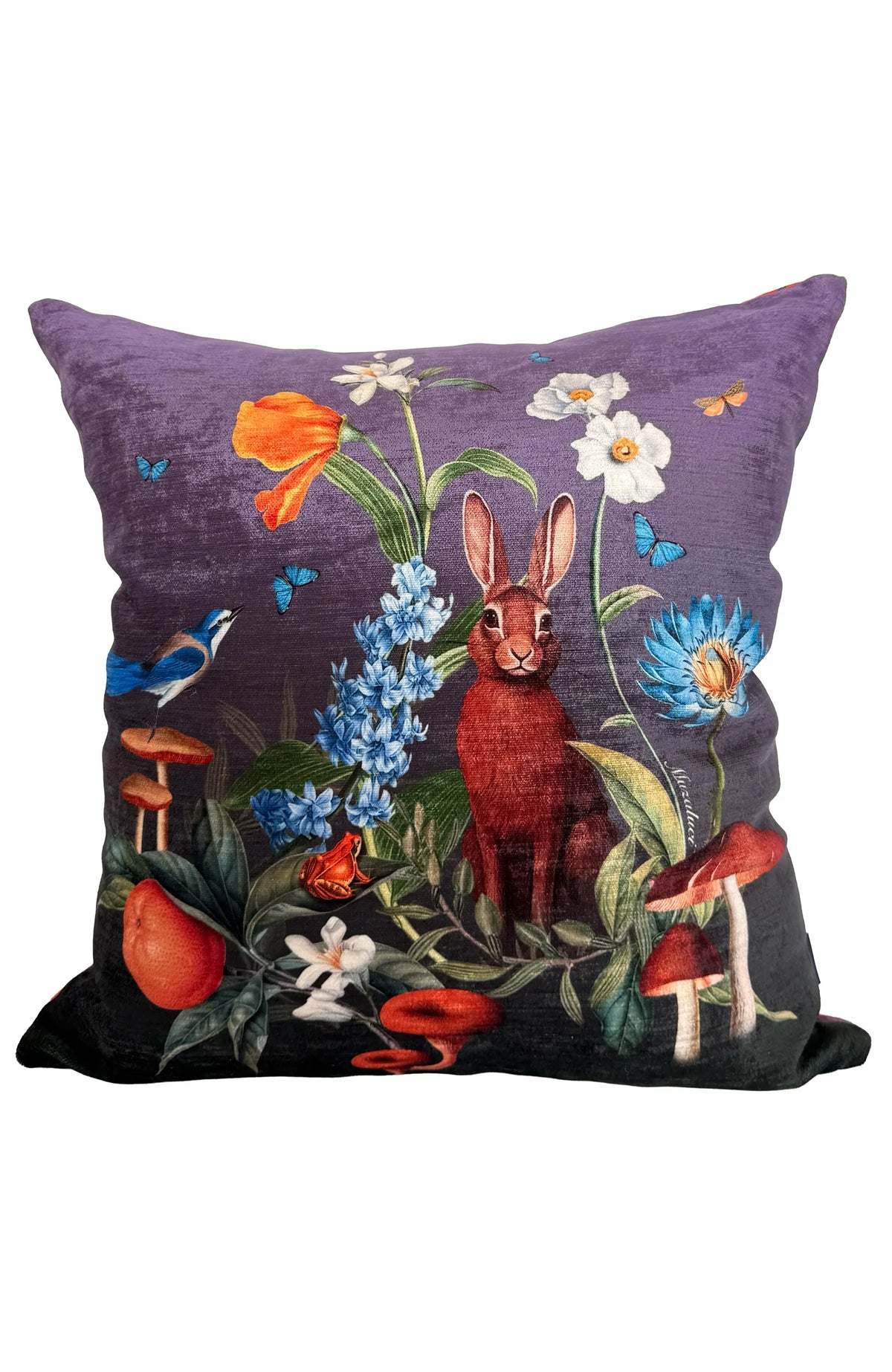 Woodland Rabbit Velvet Pillow