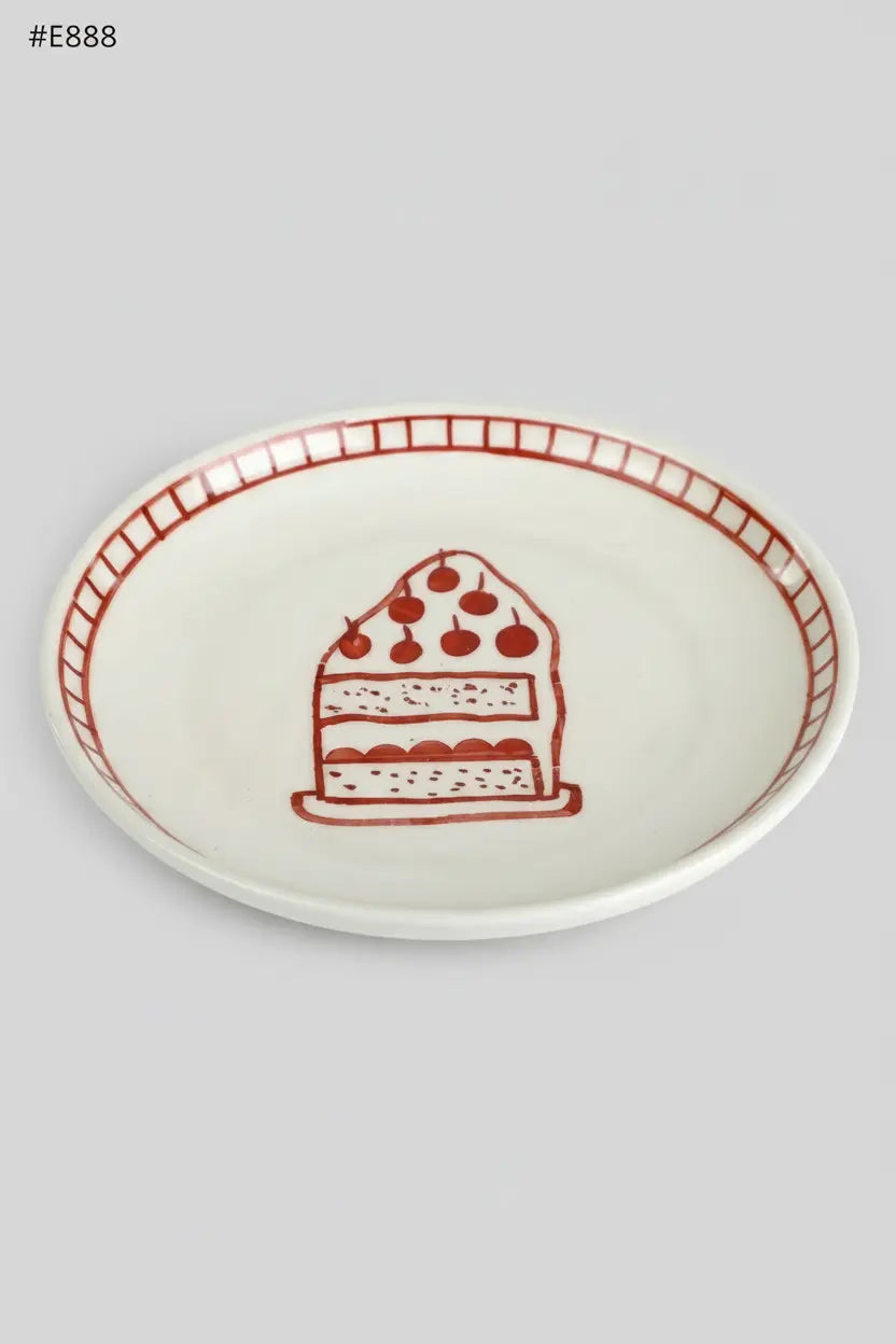 Ceramic Celebration Dessert Plate Red ( Set Of 2 ), 7 Inches