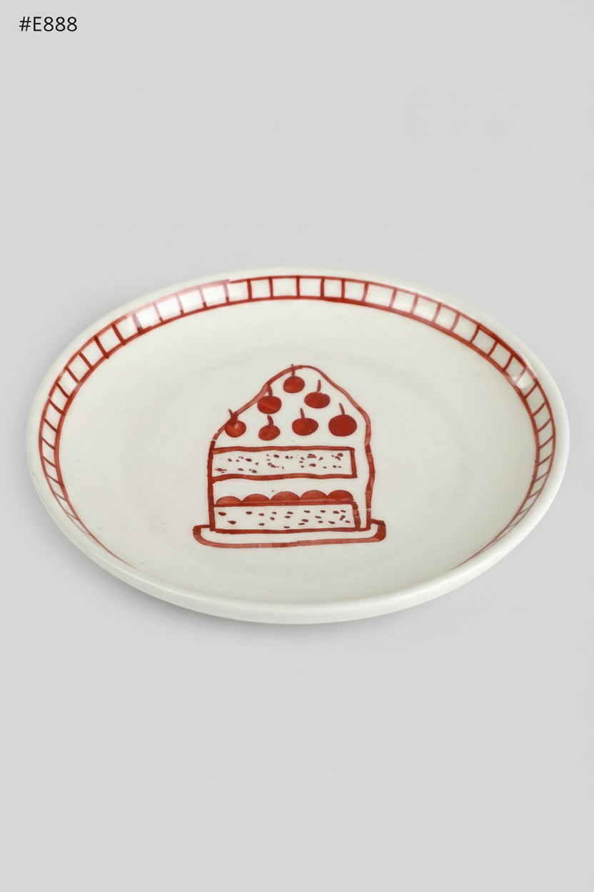 Ceramic Celebration Dessert Plate Red ( Set Of 2 ), 7 Inches