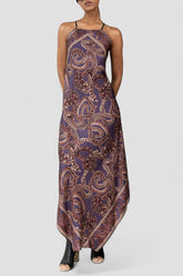 Silk Snake Scarf Dress - Maxi - Vino