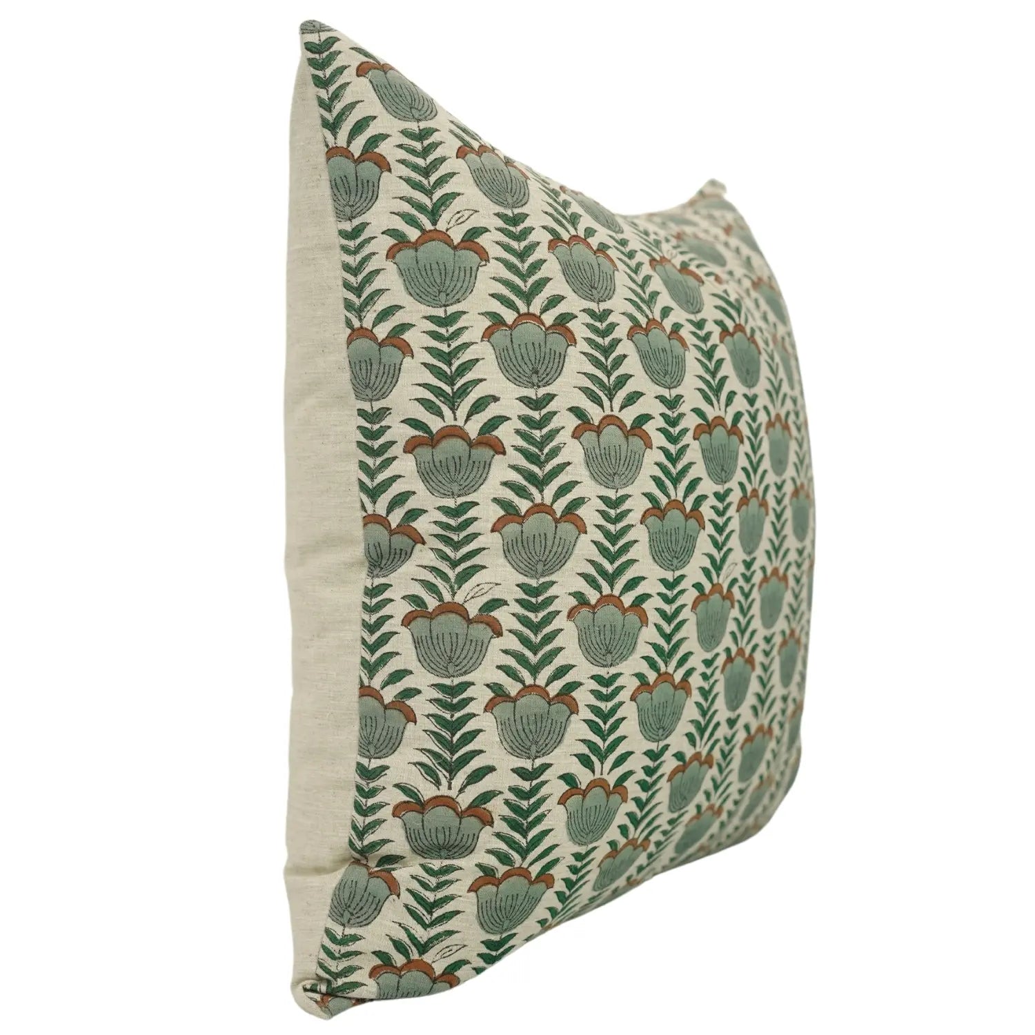 Lotus Decorative Floral Block Printed Pillow Cover