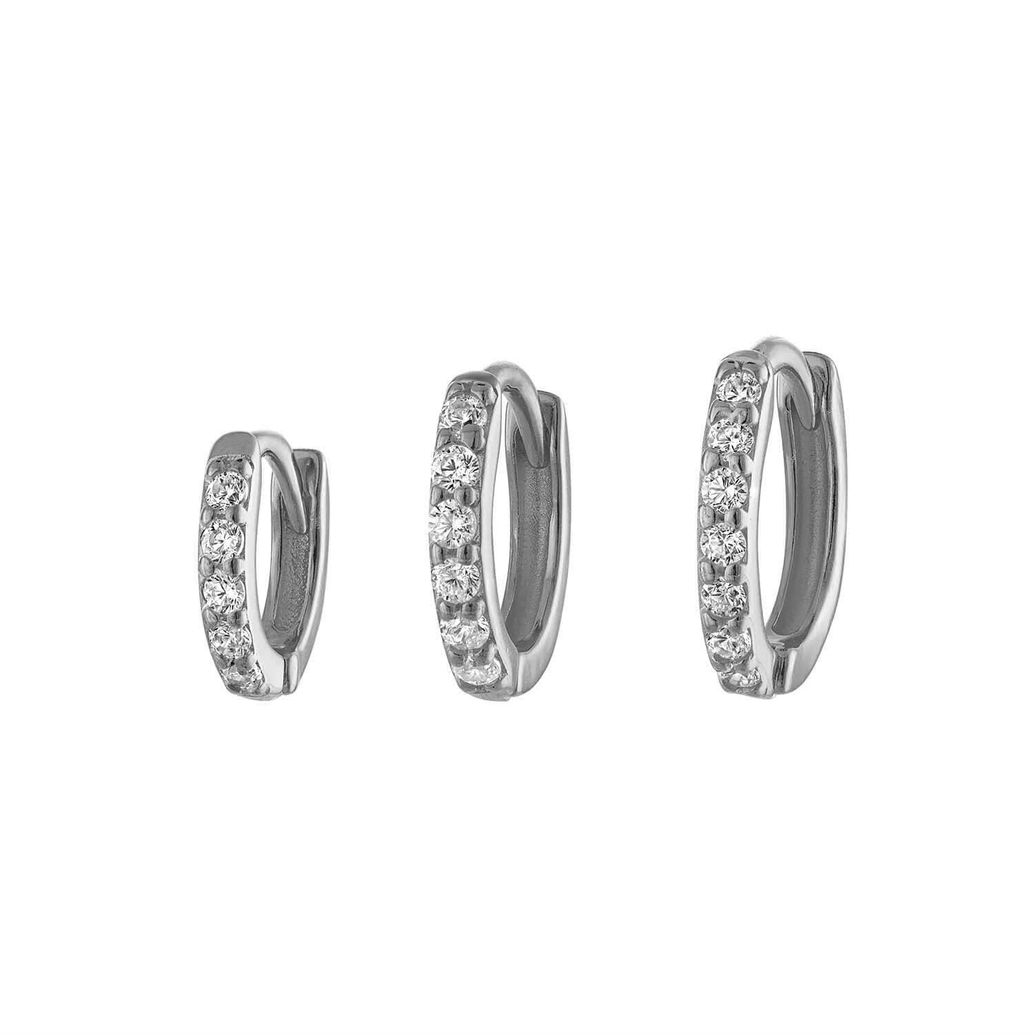 3 Set Gold Pave Huggies Earring