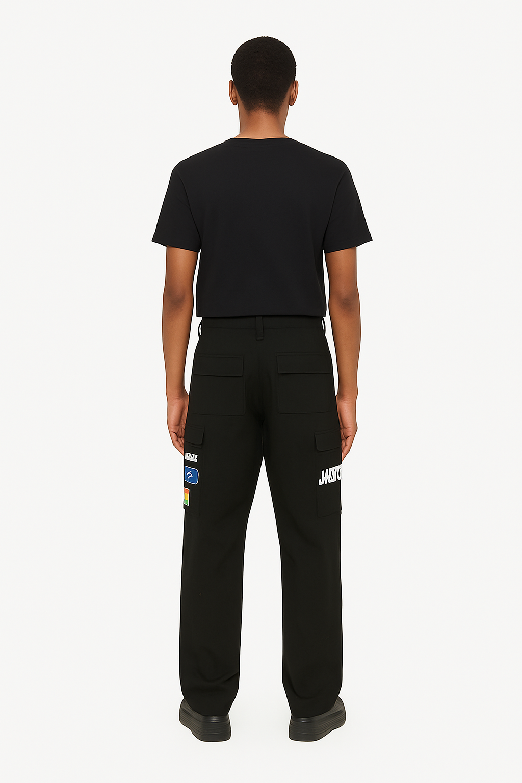 Black Logo Patch Cargo Pants