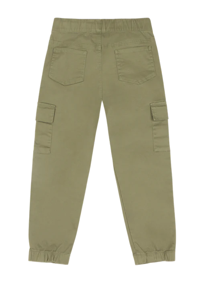 Mixed Up Clothing Boys Relaxed Fit Drawstring Cargo Jogger Pants Olive