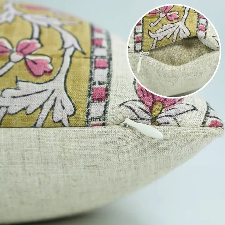 Beautiful Hand Block Printed Design Viscose Linen Piillow Cover - Laxmi