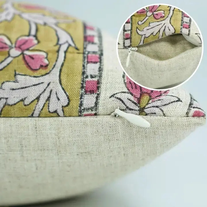 Beautiful Hand Block Printed Design Viscose Linen Piillow Cover - Laxmi