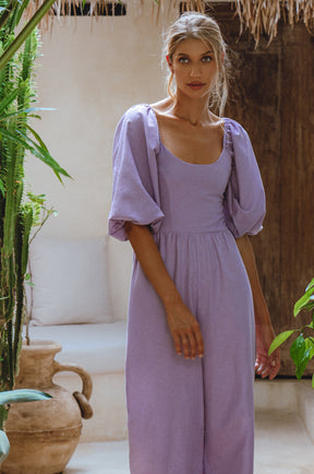 Heaven Bay Linen Jumpsuit - Lavender