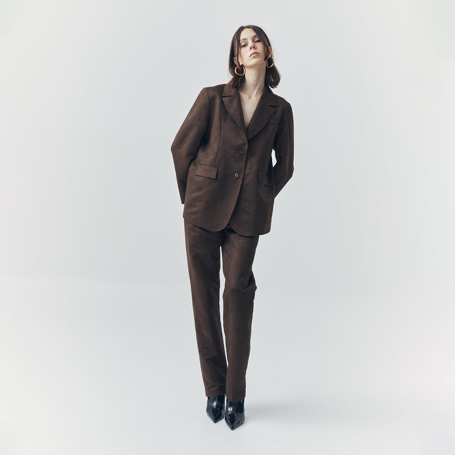 JETT SUEDE BROWN TAILORED PANTS