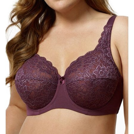 Elila Stretch Lace Full Coverage Underwire Plum