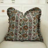 Handmade Block Print Decorative Throw Cushion Cover - Sunflower