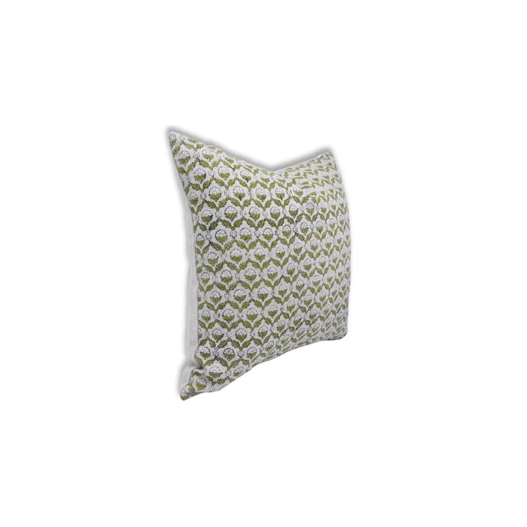 Floral Block Print Thick Linen Room Cushion Cover - Madhuvan
