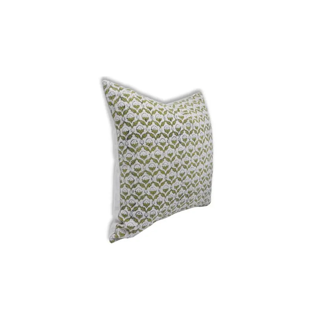Floral Block Print Thick Linen Room Cushion Cover - Madhuvan