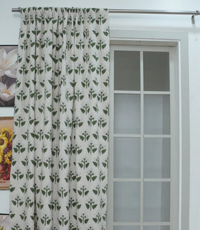 Chahat Handmade Block Print Floral Linen Curtains