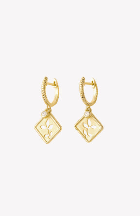 Olive Leaf Hoop Earrings