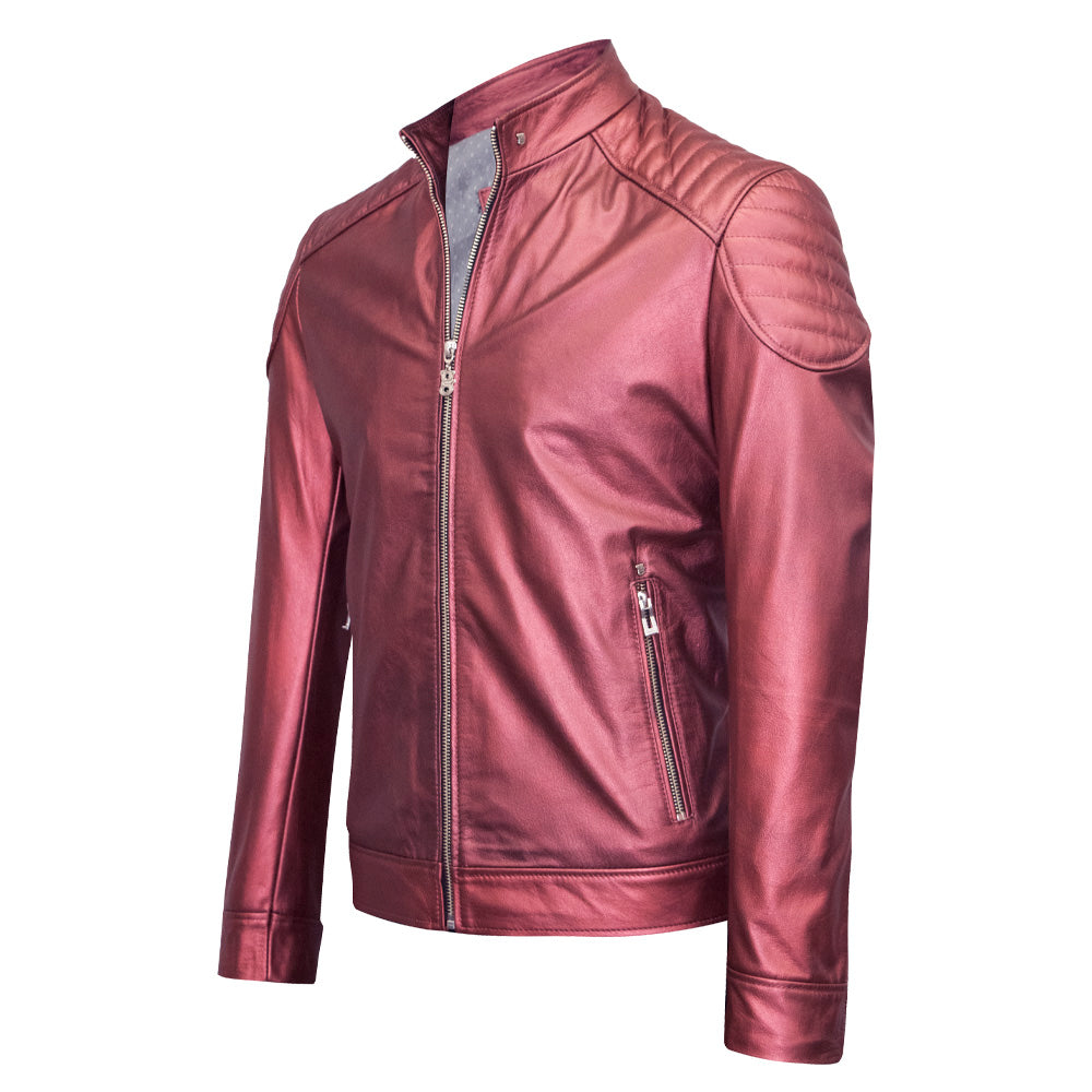 Metallic Leather Jacket in a Timeless Classic Cut