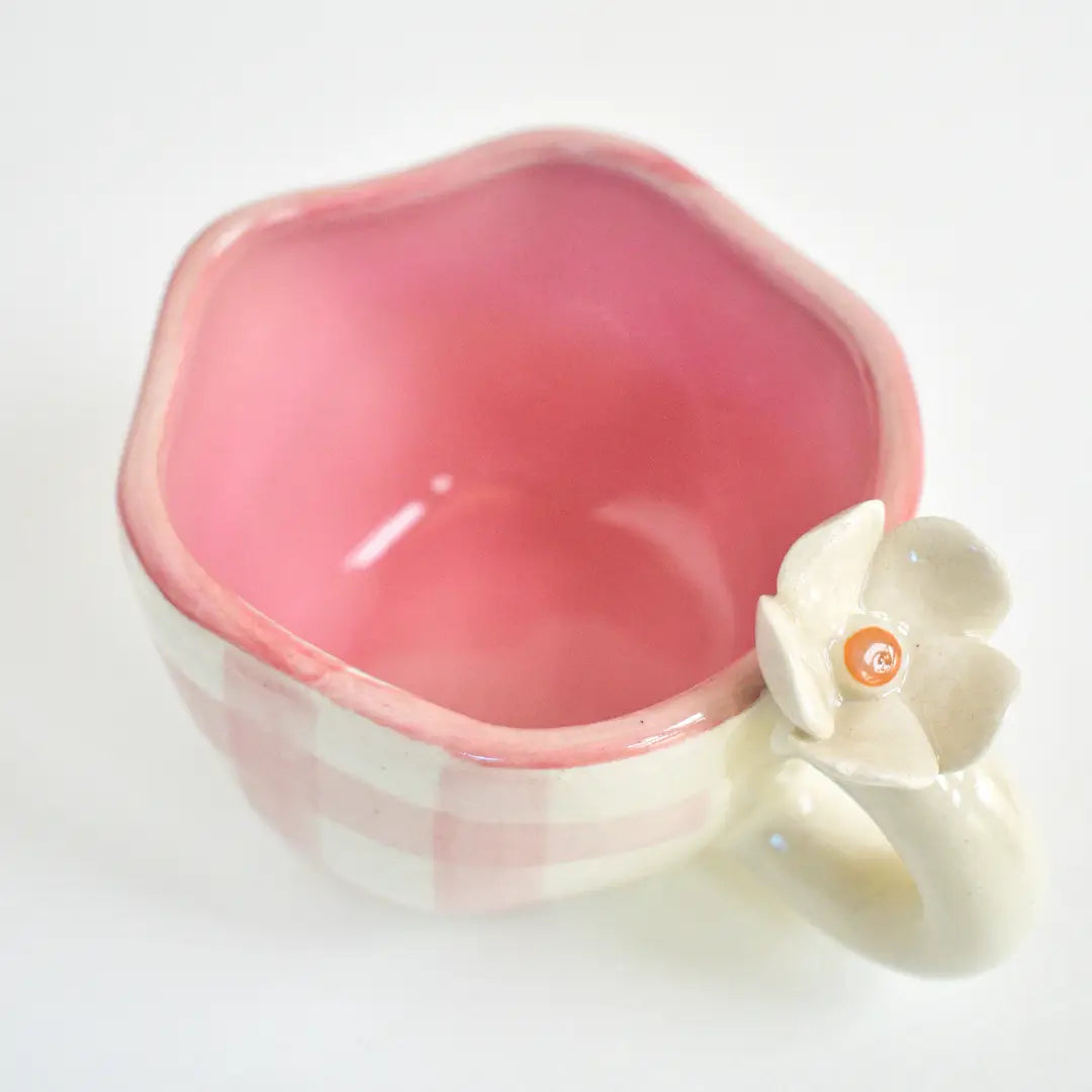 Handmade Ceramic Cups - Daisy (Pink), 200ml