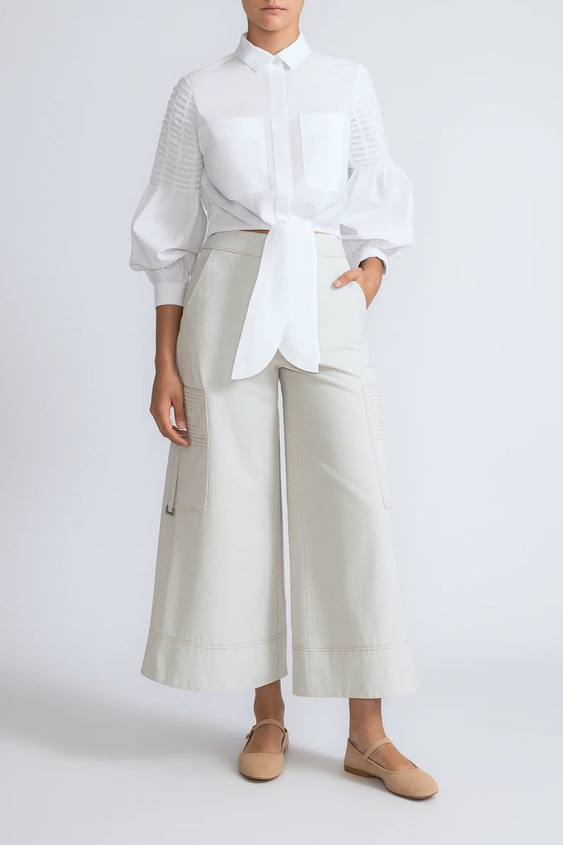 Belen Cotton Palazzo Pants | Silver