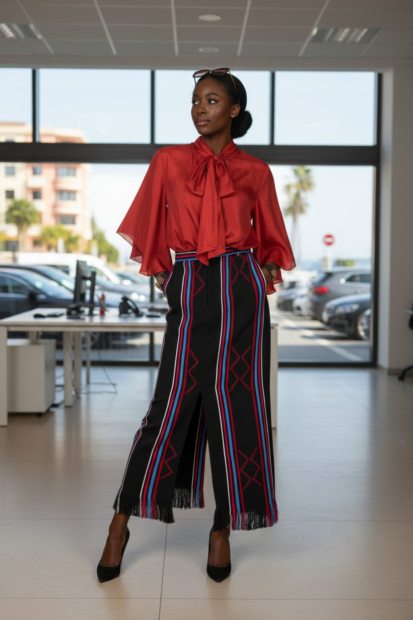 AMINA, Kente pencil skirt with front slit