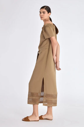 Cameron Artisan Embroidered Dress | Taupe