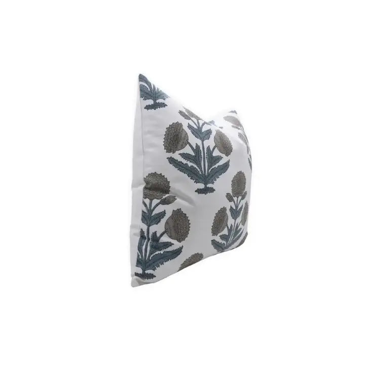 Bold Design Handmade Block Print Thick Cotton White Pillow Cover-  Badshah