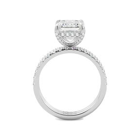 Emerald Cut Hidden Halo Engagement Ring Set