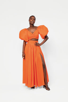 Linen DANI Maxi skirt in Orange