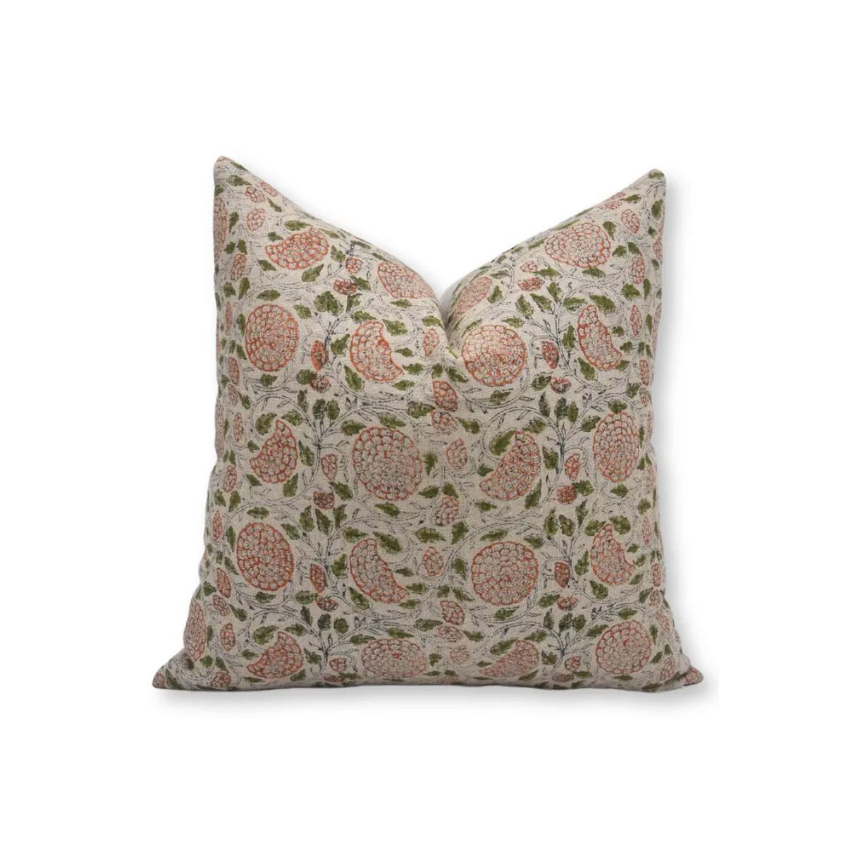 Decorative Block Print Thick Linen Cushion Cover-Karwachauth