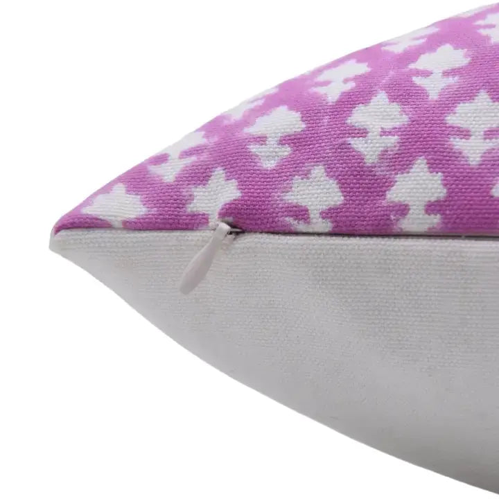 Beautiful Hand Block Printed Thick Cotton White Pillow Cover- Pinkcity Jaal