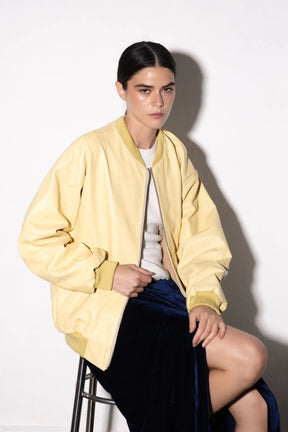NYC Oversized Leather Bomber Jacket
