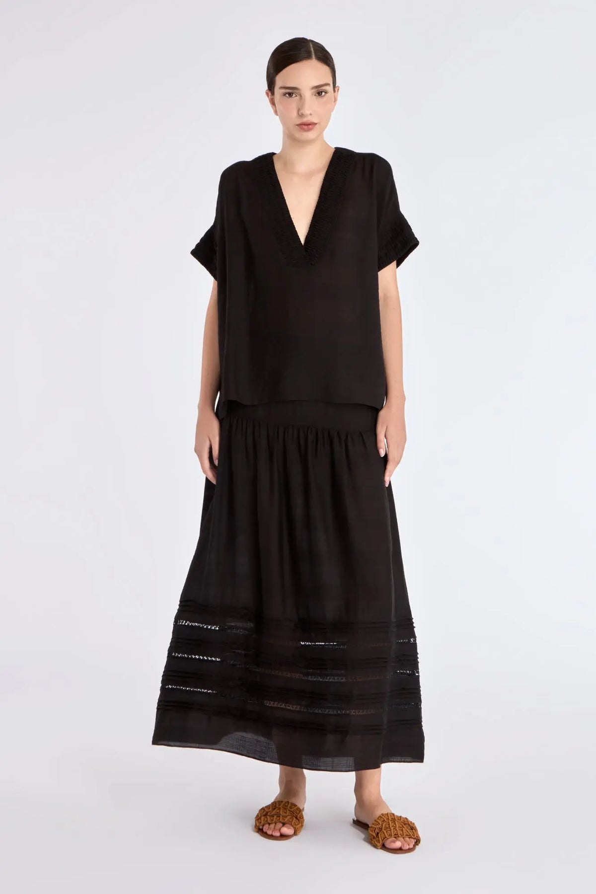 Ivy V-Neck Blouse | Black