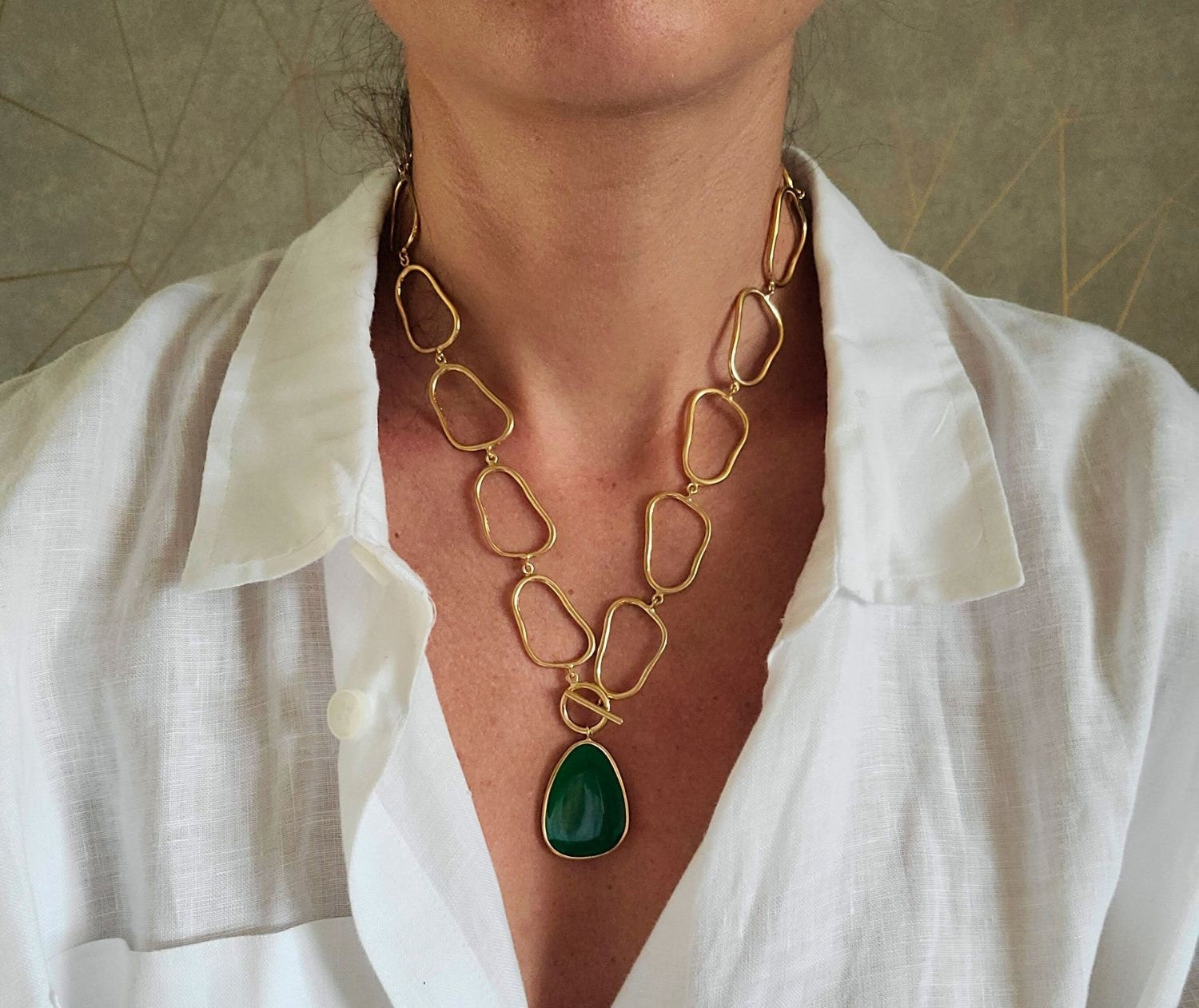Luxe Gold & Green Statement Necklace