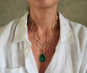 Luxe Gold & Green Statement Necklace