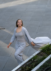 Grey Linen Wide-Leg Pants