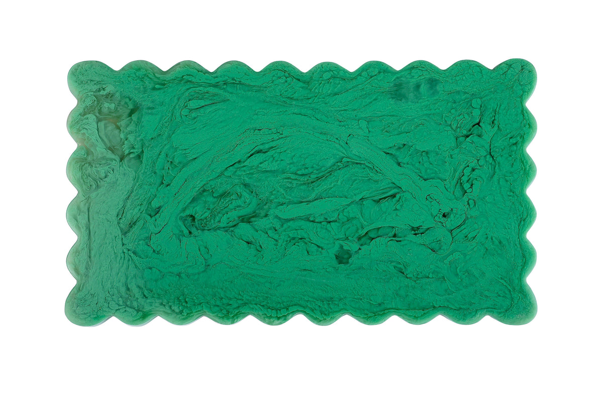 Scallop Rectangular Resin Cheese Board – Green , 14 Inches