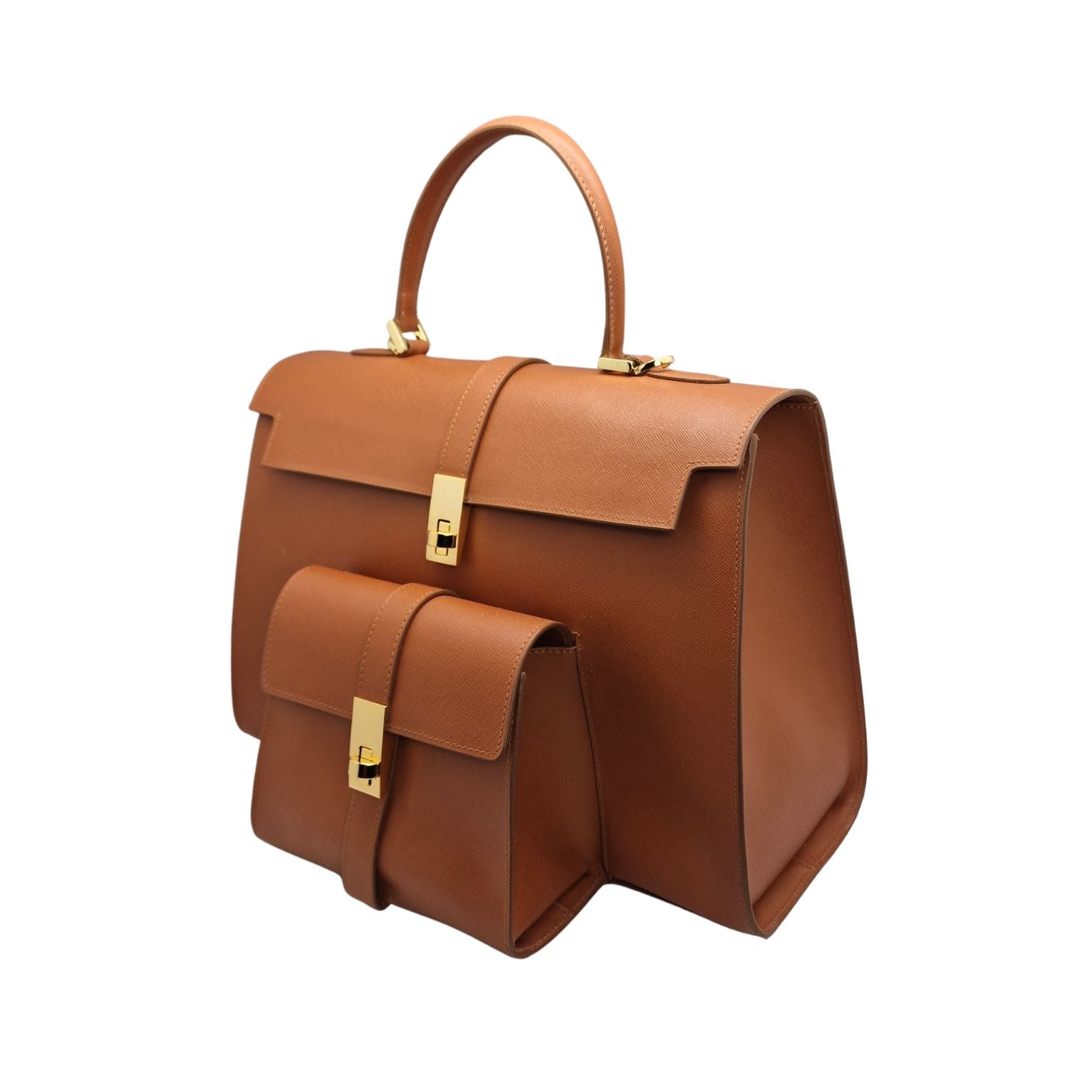 Ethereal Double Dose Bag In Saffiano Calf Leather - Brown