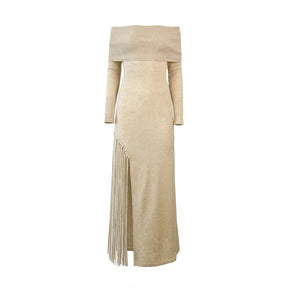 Peris Off-Shoulder Cashmere Maxi Dress