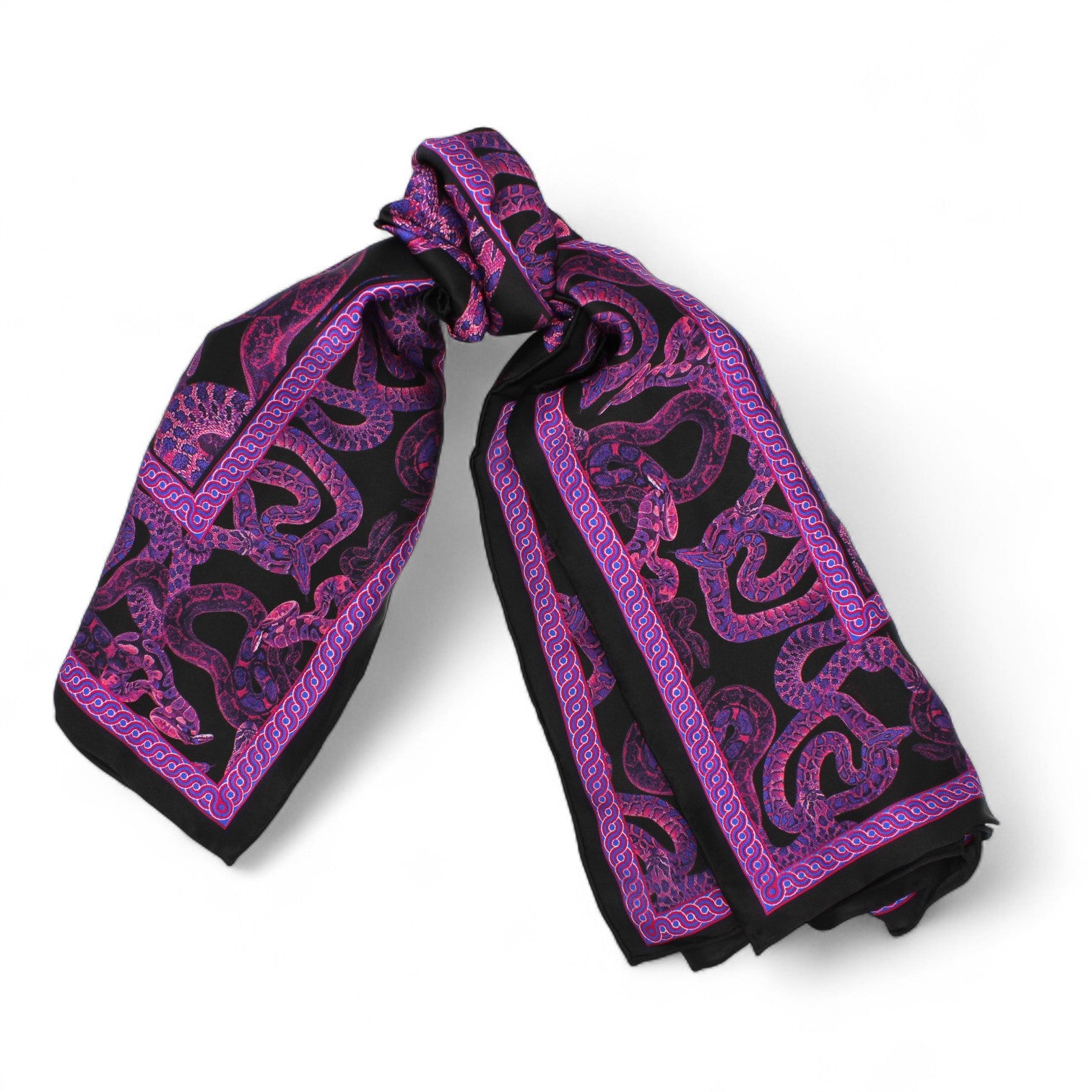 Silk Serpent Noir Scarf - Small