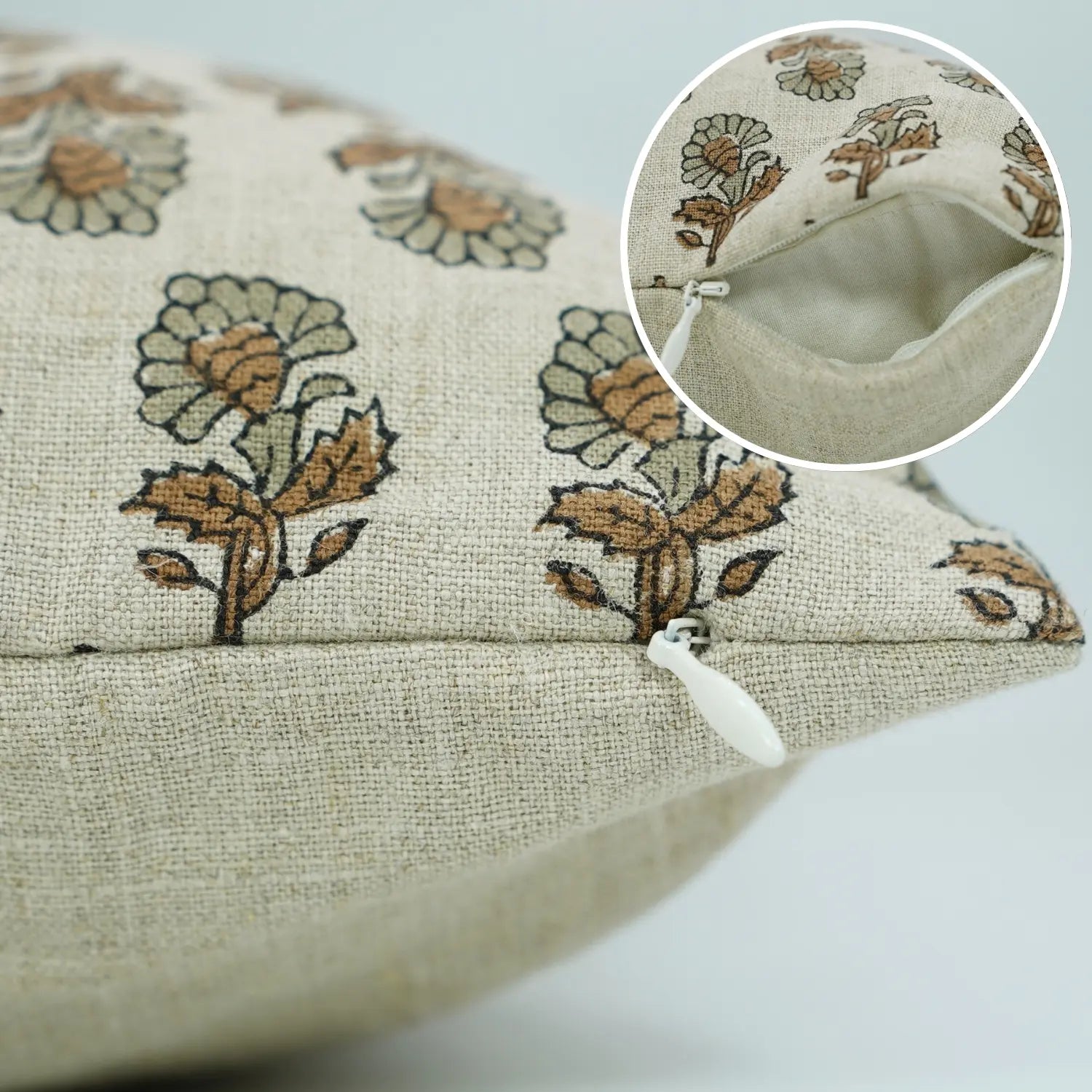 Bold Block Design Print Pure Linen Pillow Cover - Ashoka