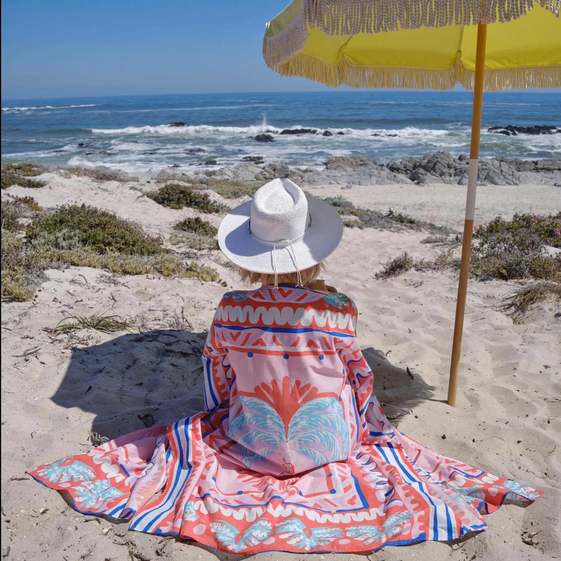 Relaxed Fit Beach Robe Pink Palm